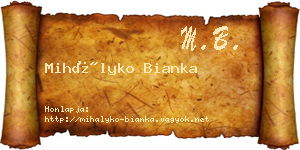 Mihályko Bianka névjegykártya